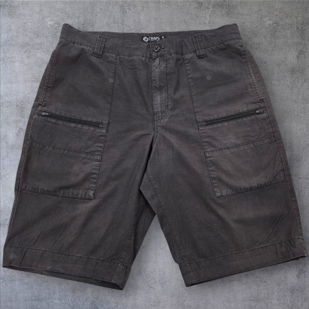 Chaps Ralph Lauren Black Cotton Cargo Shorts 10.5 inch Inseam Size 36 Men's V33